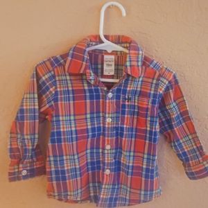 Cater's  boy long sleeved plaid multi color button down shirt size 18 months